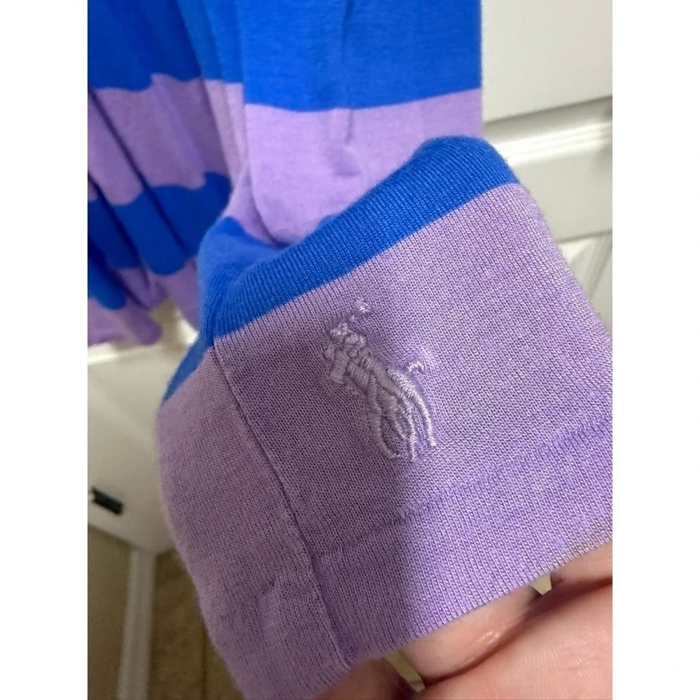Ralph‎ Lauren Girls Purple Blue Striped Tiered Sundress Size M 8-10 Sleeveless